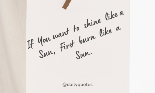 If you want to shine like a sun, first burn like a sun.