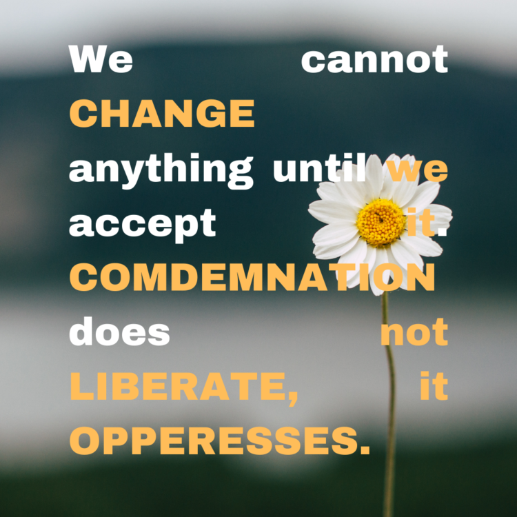 We cannot change anything until we accept it. Condemnation does not liberate, it oppresses.