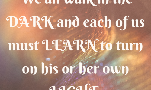 We all walk in the dark and each of us must learn to turn on his or her own light.